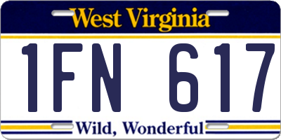 WV license plate 1FN617