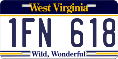 WV license plate 1FN618