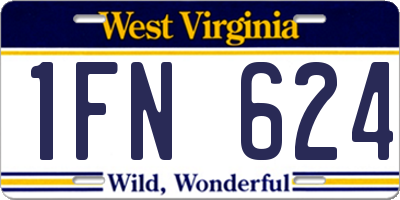 WV license plate 1FN624