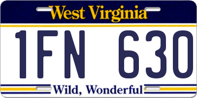 WV license plate 1FN630