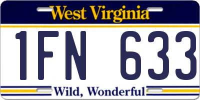 WV license plate 1FN633