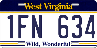 WV license plate 1FN634