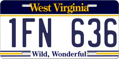 WV license plate 1FN636