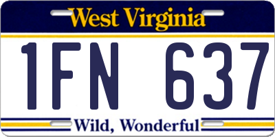 WV license plate 1FN637