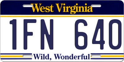 WV license plate 1FN640