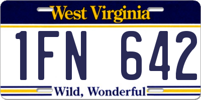 WV license plate 1FN642