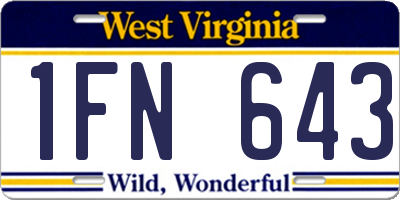 WV license plate 1FN643