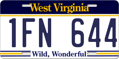 WV license plate 1FN644