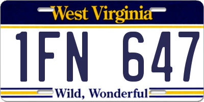 WV license plate 1FN647