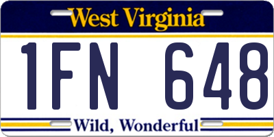 WV license plate 1FN648