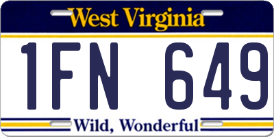 WV license plate 1FN649