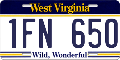 WV license plate 1FN650