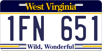 WV license plate 1FN651