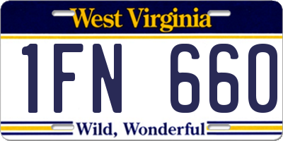 WV license plate 1FN660