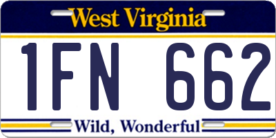 WV license plate 1FN662