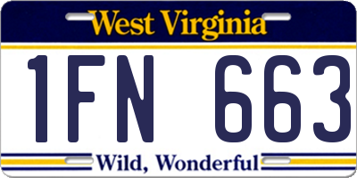 WV license plate 1FN663