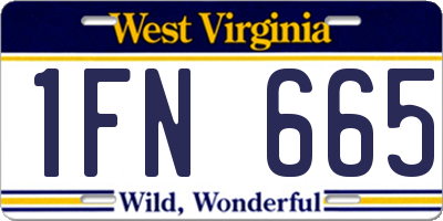 WV license plate 1FN665