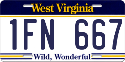 WV license plate 1FN667