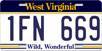 WV license plate 1FN669