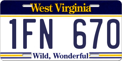 WV license plate 1FN670