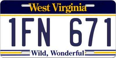 WV license plate 1FN671