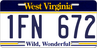 WV license plate 1FN672