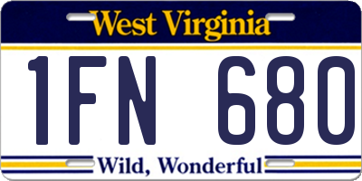 WV license plate 1FN680