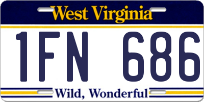 WV license plate 1FN686