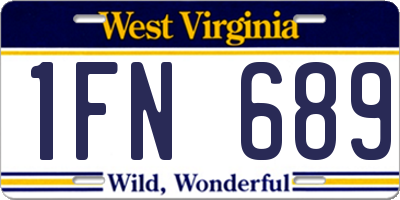 WV license plate 1FN689