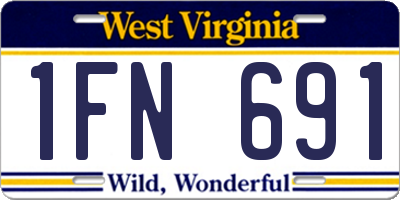 WV license plate 1FN691