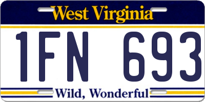 WV license plate 1FN693