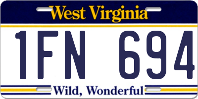 WV license plate 1FN694