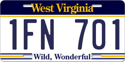 WV license plate 1FN701
