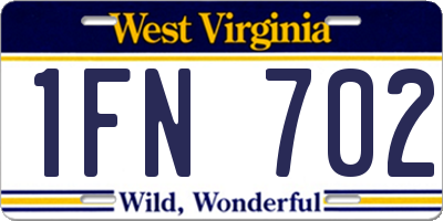 WV license plate 1FN702