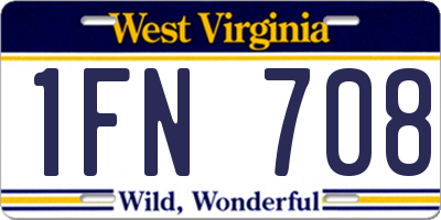 WV license plate 1FN708