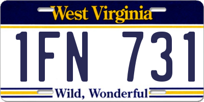 WV license plate 1FN731