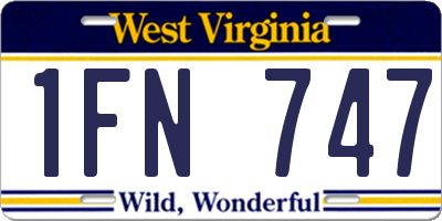 WV license plate 1FN747