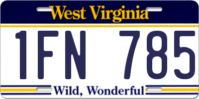 WV license plate 1FN785