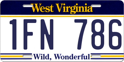 WV license plate 1FN786