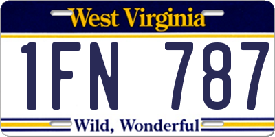 WV license plate 1FN787
