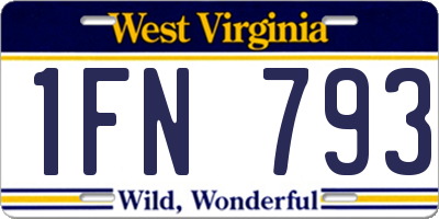 WV license plate 1FN793