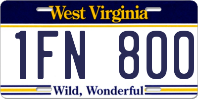 WV license plate 1FN800