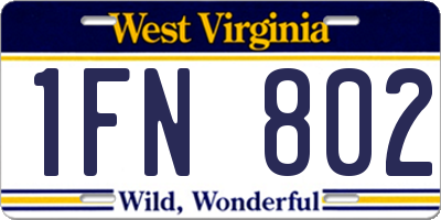 WV license plate 1FN802