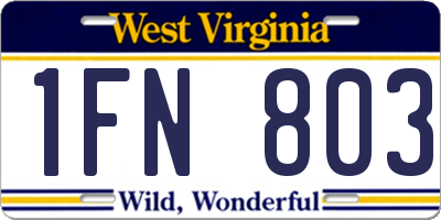 WV license plate 1FN803