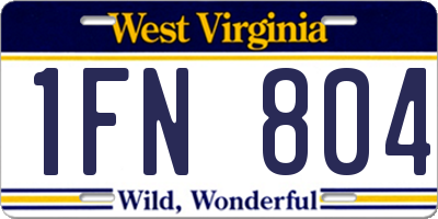 WV license plate 1FN804