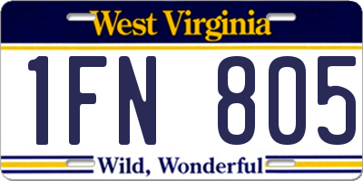 WV license plate 1FN805
