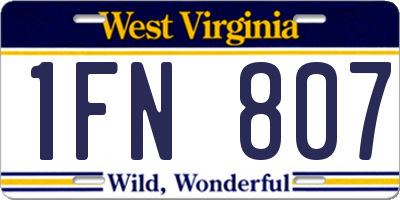 WV license plate 1FN807