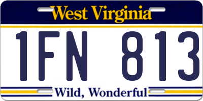 WV license plate 1FN813