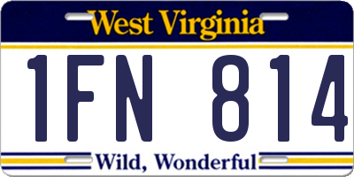 WV license plate 1FN814