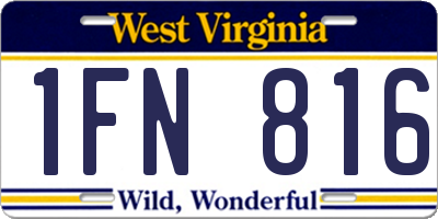 WV license plate 1FN816